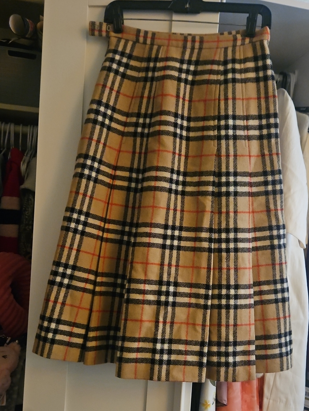 Burberry Tan Plaid A-Line Skirt